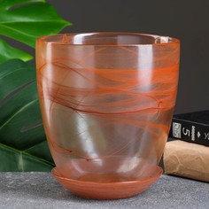 Цветочный горшок NiNaGlass с поддоном №4 алеб Р00002135 2 л коричневый 1 шт.