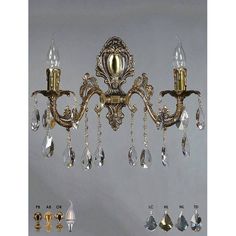 Бра настенный, хрустальный Ambiente 2118/2 PB Honey Leaf GRANADA