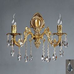 Бра настенный, хрустальный Ambiente 2118/2 AB New Leaf GRANADA