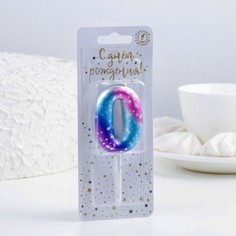 Свеча для торта цифра 0,космос, 4,3х9,5см, 16 мин No Brand