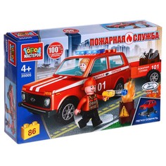 Конструктор Пожарная LADA 4x4. С прицепом, 86 деталей No Brand