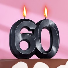 Свеча в торт юбилейная Грань, ,цифра 60, ,мокрый асфальт, 7.8 см No Brand