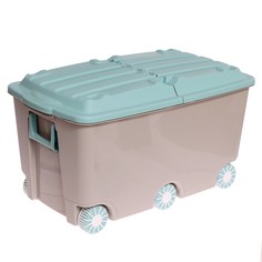 Пластишка Ящик для игрушек на колесах, 66,5 л., 68,5 ? 39,5 ? 38,5 см, цвет светло-бежевый