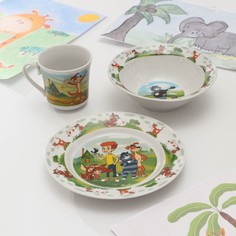 Набор детской посуды Новое Простоквашино, 3 предмета: тарелка, салатник, кружка Союзмультфильм