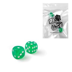 Кубики игральные Время игры, 1.6 х 1.6 см, набор 2 шт, зеленые No Brand