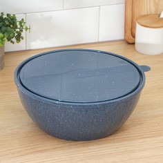 Салатник с крышкой STONE, 5 л, цвет темный камень No Brand
