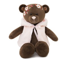 Kult of toys Мягкая игрушка Медведь в розовой жилетке, 35 см, цвет коричневый
