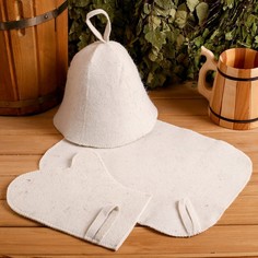 Комплекты для бани Добропаровъ 3 в 1 шапка, коврик, рукавица