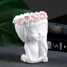 Цветочное кашпо Хорошие сувениры Девушка с косой Р00013442 0,08 л белый 1 шт.