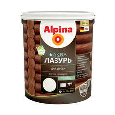 ЛАЗУРЬ ДЕРЕВОЗАЩИТНАЯ "АКВА" БЕЛАЯ 2,5 Л (1/4) "ALPINA"