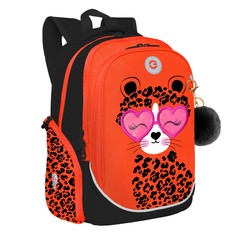 Рюкзак школьный Grizzly RG-368-1 /1 черный-оранжевый