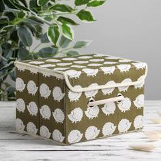 Корзины и коробки с крышкой, ежики, 25х20х17 см, цвет зеленый No Brand