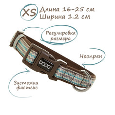 Ошейник для собак DOOG Benji коричнево-голубой зигзаг 14-25 см