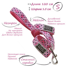 Поводок для собак DOOG Toto розовый с узором, 27мм х 1,2м