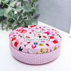 Шкатулка металл круглая "Молодожёны" 4,5х11х11 см No Brand