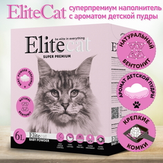 Наполнитель комкующийся с ароматом детской пудры EliteCat Baby Powder, 6л