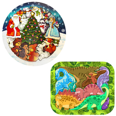 Пазлы для малышей Набор Зоопазлов: Новогодняя сказка, Динозавры Нескучные игры