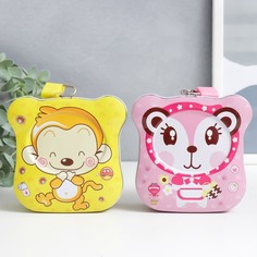 Копилка металл с замочком "Смешные животные" МИКС 11,5х6,5х11 см No Brand