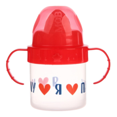 Поильник детский с твёрдым носиком «Люблю маму и папу», с ручками, 150 мл, цвет красный Mum&Baby