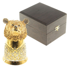 Стопка-перевертыш Медведь из бронзы с позолотой и никелированием (70 мл) Уральский сувенир