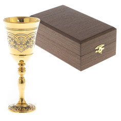 Рюмка Изящная на высокой ножке из латуни с позолотой 40 мл Уральский сувенир