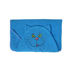 Полотенце-накидка махровое Котик, размер 75?125 см, цвет голубой, хлопок, 300 г/м? Гранд Стиль