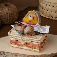 Оберег - шкатулка «Домовой», на сундучке, 10х15х14 см, микс No Brand