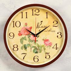 Часы настенные Розы, d=30 см , плавный ход Рубин
