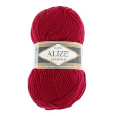 Пряжа ALIZE Lanagold, 51% акрил, 49% шерсть, 240 мх100 г, 390 вишня