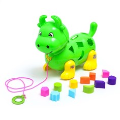 Каталка-сортер на верёвке «Коровка», МИКС No Brand