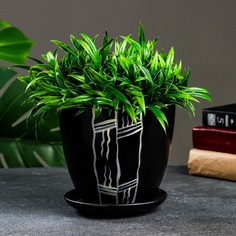 Цветочный горшок Изысканность 1,4 л черный 1 шт. No Brand
