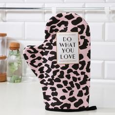 Варежка-прихватка "Do what you love" 20х28см,саржа, 100% х/л, ватин 250г/м2 No Brand