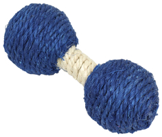 Гантель-погремушка сизалевая, 11,5 см, синяя,белая Пижон
