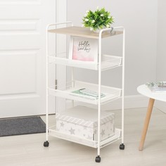 Этажерка со столиком под дерево «Ладья 34 КС», цвет белый ЗМИ