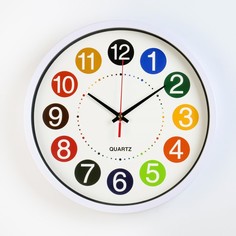 Часы настенные Цветные цифры, дискретный ход, d=30 см, АА No Brand