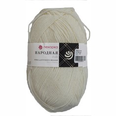 Пряжа Пехорская Народная 5 шт. в упак. цвет белый ПЕХ.НАРОД.001, 220 м от Пехорка