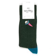 Носки унисекс Happy Socks Happy-Socks-Ribbed-Embroidery-Ufo зеленые 36-40