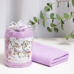 Полотенце подарочное Этель Цветочного настроения цв.сиреневый, 50х90см, 100% хл, 340 г/м2