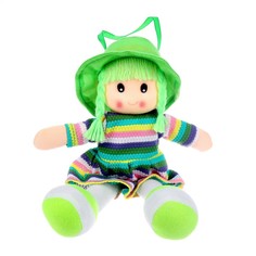 Мягкая игрушка Кукла, в платье в полоску и шляпке, цвета в ассортименте No Brand