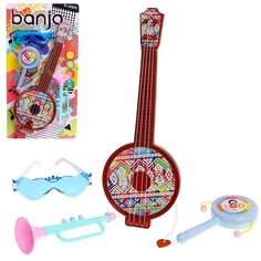 Набор музыкальных инструментов «Банджо», 4 предмета, цвета МИКС No Brand
