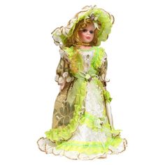 Кукла коллекционная керамика "Фрейлина Абигейл в карамельно-зелёном платье" 40 см No Brand