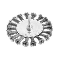 Щетка металлическая для дрели ТУНДРА, со шпилькой, крученая проволока, плоская, 100 мм Tundra