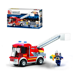 Конструктор Sluban Полиция Пожарная машина с подъемной люлькой 136 деталей Junfa Toys