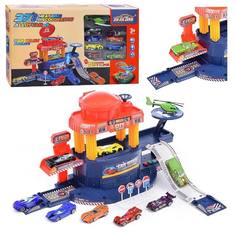 Игровой набор Junfa Автомойка с 8 меняющими цвет в теплой воде машинками и вертолетом