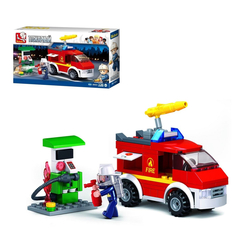 Конструктор Sluban Полиция Пожар на автозаправке, 136 деталей Junfa Toys