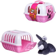 Игрушка мягкая Кролик в розовой переноске Junfa Toys