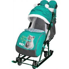 Санки-коляска Nika Ника Детям 7-6 НД7-6/14 котенок изумрудный