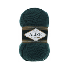 Пряжа Lanagold 51% акрил, 49% шерсть 240м/100гр (426 т. зелёный) Alize