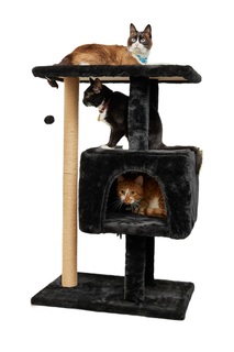 Когтеточка для кошек Бриси Макси с домиком и лежанкой, черный, 61 х 41 х 95 см