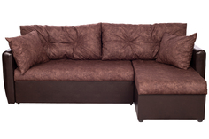 Угловой диван-еврокнижка Многомеб Мартин-2 коричневый вельвет и экокожа, правый угол